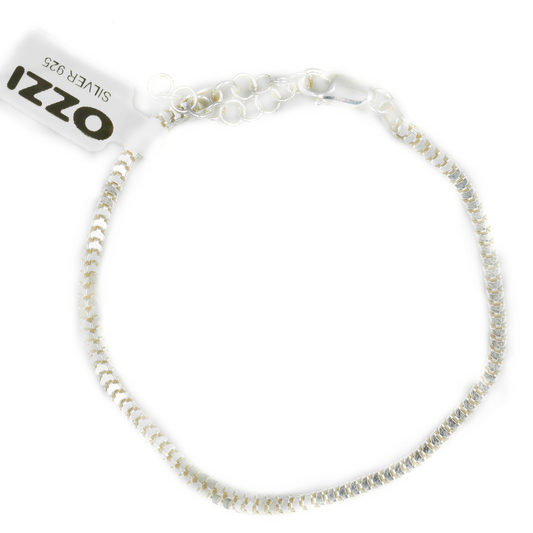 Silver bracelet with diamonds on a white background, featuring the brand 'OZZI'.