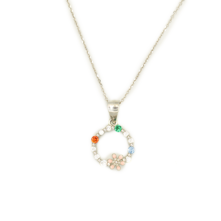 FLORÉA — ΑΣΗΜΕΝΙΟ ΚΟΛΙΕ ΜΕ ΠΟΛΥΧΡΩΜΑ ΖΙΡΚΟΝ ΚΑΙ ΛΟΥΛΟΥΔΙ