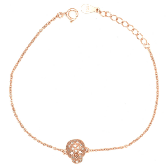 NOCTIRA — ΑΣΗΜΕΝΙΟ ΒΡΑΧΙΟΛΙ SKULL ΜΕ ΖΙΡΚΟΝ (ROSE GOLD)