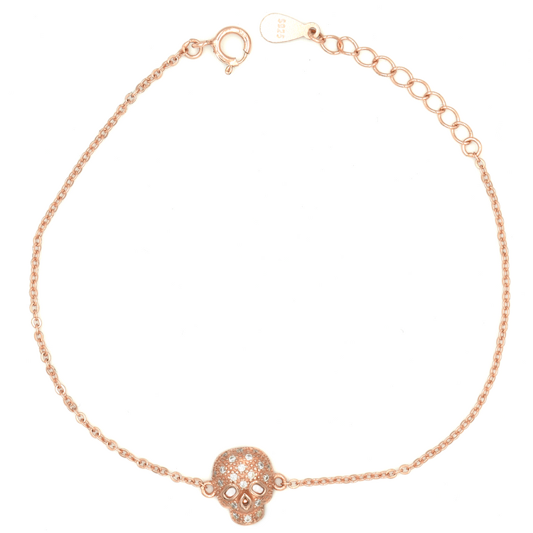 NOCTIRA — ΑΣΗΜΕΝΙΟ ΒΡΑΧΙΟΛΙ SKULL ΜΕ ΖΙΡΚΟΝ (ROSE GOLD)