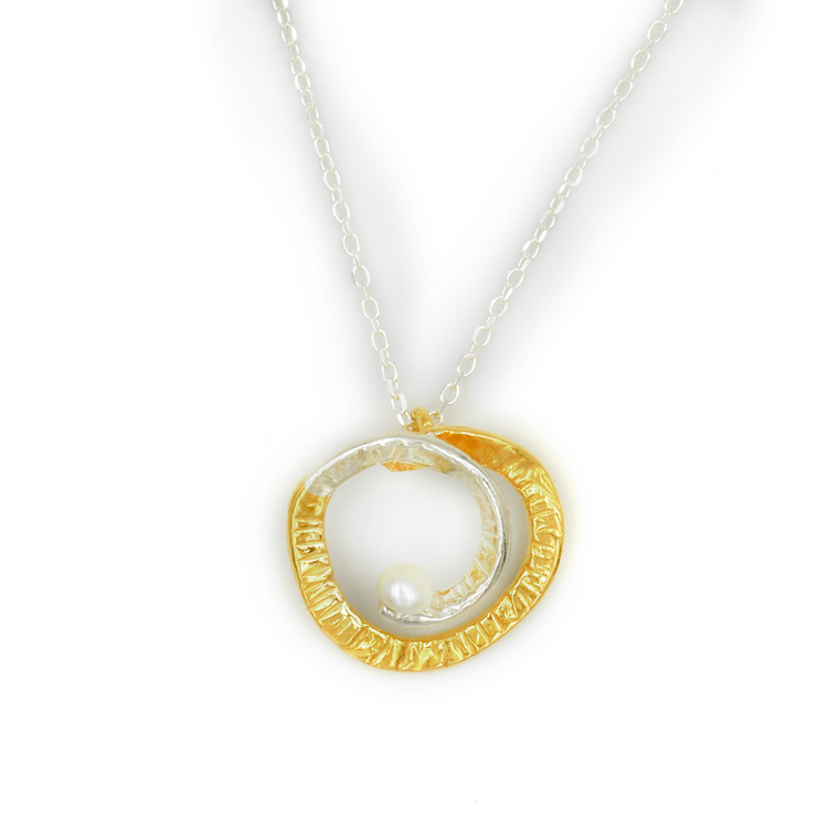 NERIA — ΔΙΧΡΩΜΟ ΚΟΛΙΕ ΑΠΟ ΑΣΗΜΙ 925 ΜΕ ΜΑΡΓΑΡΙΤΑΡΙ