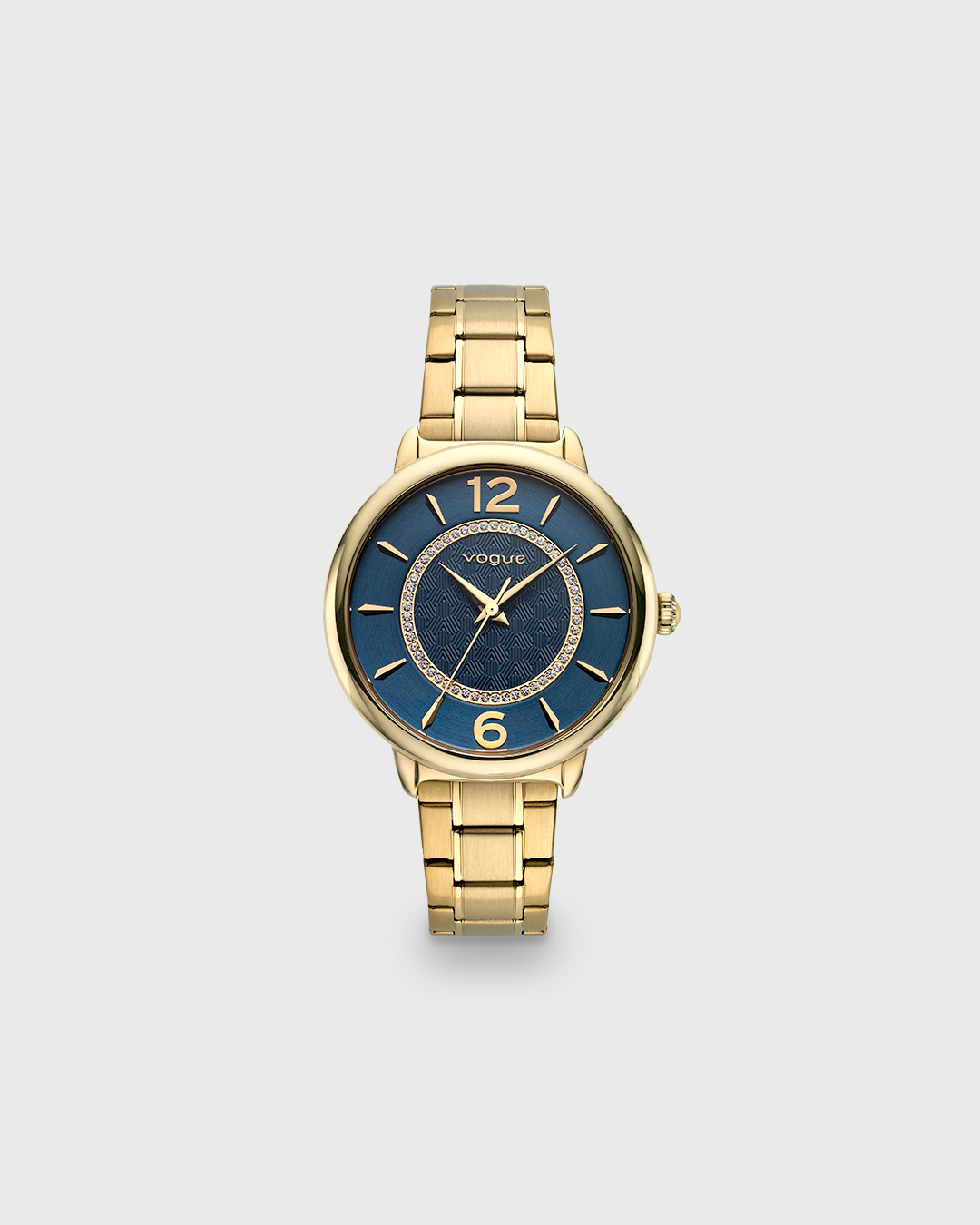 VOGUE LUCY — ΓΥΝΑΙΚΕΙΟ ΡΟΛΟΙ QUARTZ ΜΕ ΜΠΛΕ ΚΑΝΤΡΑΝ ΚΑΙ ΧΡΥΣΟ ΜΠΡΑΣΕΛΕ