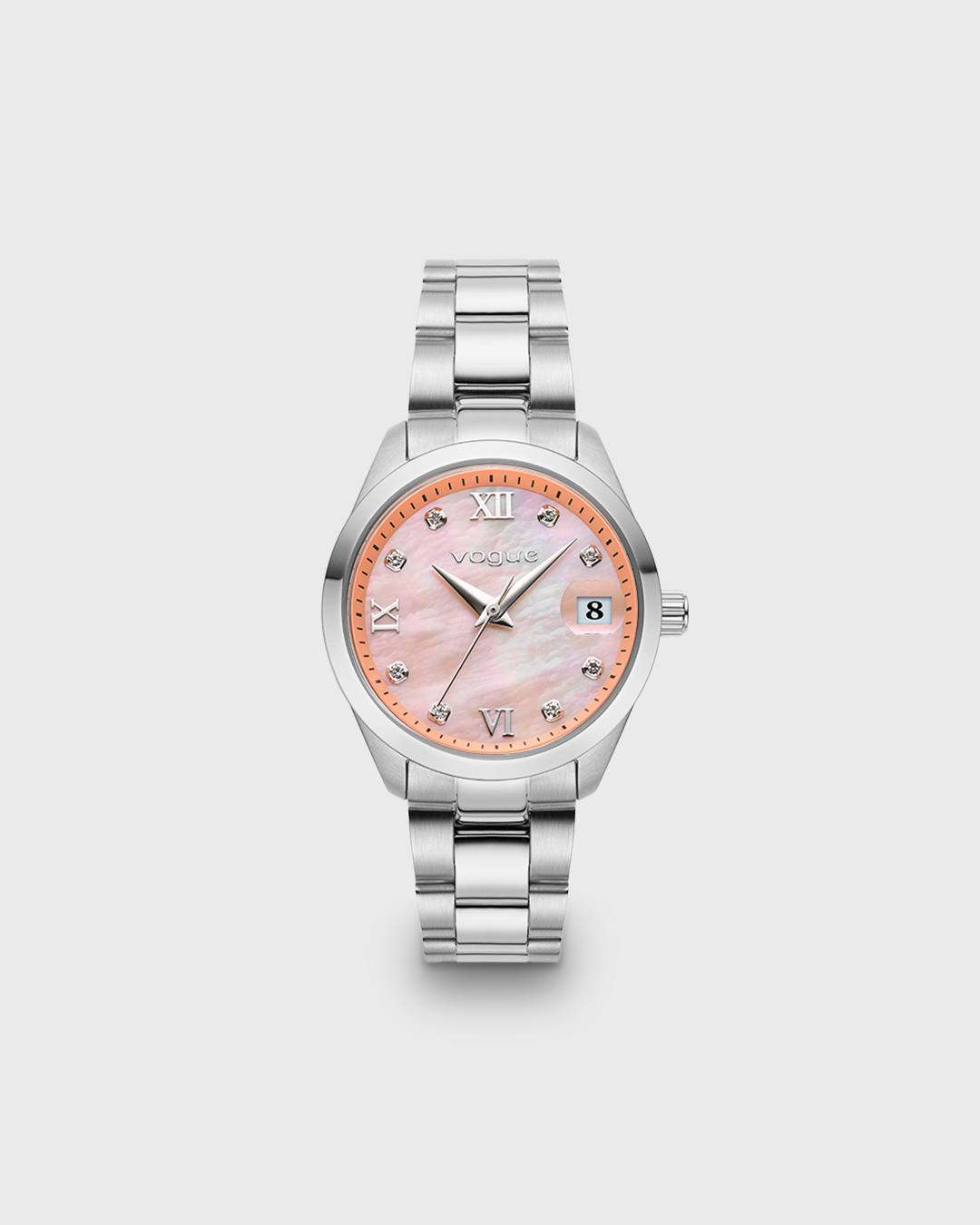 VOGUE REINA MEDIUM — ΓΥΝΑΙΚΕΙΟ ΡΟΛΟΙ QUARTZ ΜΕ ΡΟΖ ΦΙΛΝΤΙΣΙ ΚΑΝΤΡΑΝ ΚΑΙ ΑΣΗΜΙ ΜΠΡΑΣΕΛΕ