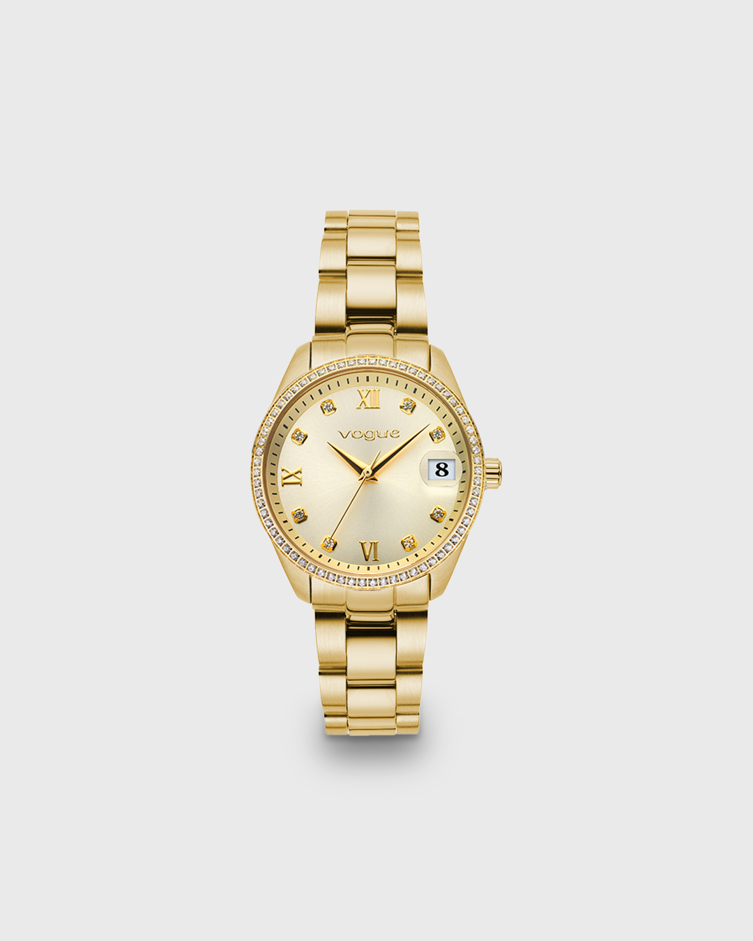 VOGUE REINA MINI — ΓΥΝΑΙΚΕΙΟ ΡΟΛΟΙ QUARTZ ΜΕ ΣΑΜΠΑΝΙ ΚΑΝΤΡΑΝ ΚΑΙ ΧΡΥΣΗ BEZEL ΖΙΡΓΚΟΝ