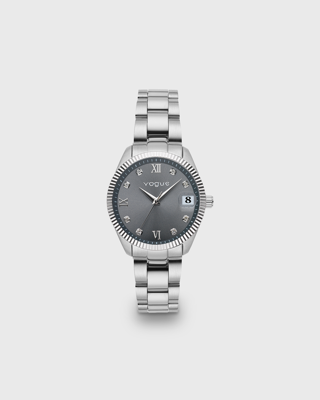 VOGUE REINA MINI — ΓΥΝΑΙΚΕΙΟ ΡΟΛΟΙ QUARTZ ΜΕ ΓΚΡΙ ΚΑΝΤΡΑΝ ΚΑΙ ΑΤΣΑΛΙΝΟ ΜΠΡΑΣΕΛΕ