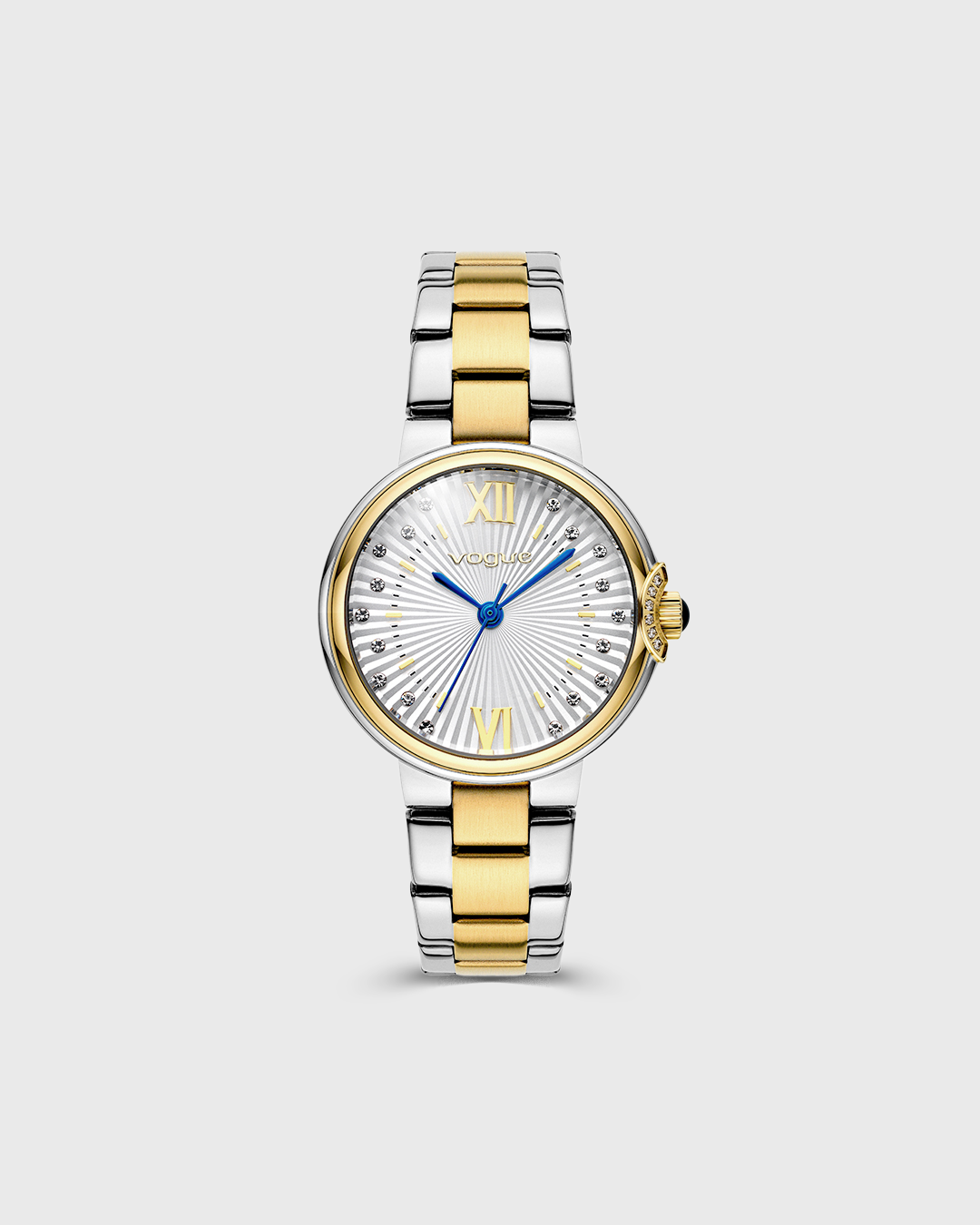 VOGUE CARMEN MINI — ΓΥΝΑΙΚΕΙΟ ΡΟΛΟΙ QUARTZ ΜΕ ΑΣΗΜΙ ΚΑΝΤΡΑΝ ΚΑΙ ΔΙΧΡΩΜΟ ΜΠΡΑΣΕΛΕ