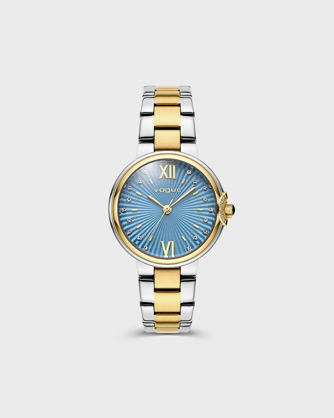 VOGUE CARMEN MINI — ΓΥΝΑΙΚΕΙΟ ΡΟΛΟΙ QUARTZ ΜΕ ΜΠΛΕ ΚΑΝΤΡΑΝ ΚΑΙ ΔΙΧΡΩΜΟ ΜΠΡΑΣΕΛΕ