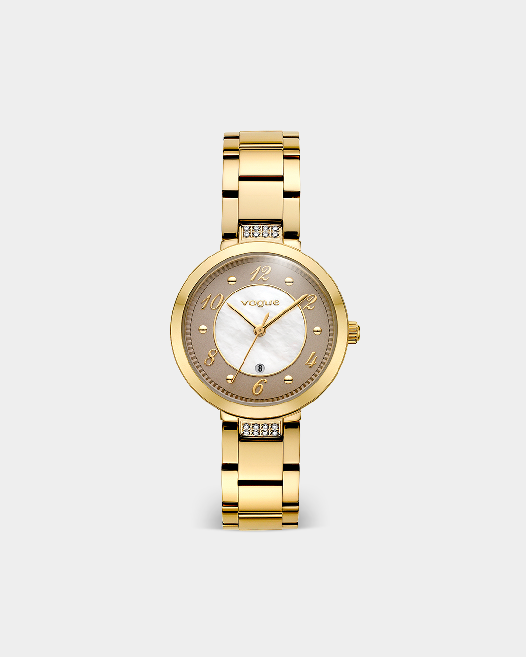 VOGUE ZOE — ΓΥΝΑΙΚΕΙΟ ΡΟΛΟΙ QUARTZ ΜΕ ΛΕΥΚΟ ΦΙΛΝΤΙΣΙ ΚΑΝΤΡΑΝ ΚΑΙ ΧΡΥΣΟ ΜΠΡΑΣΕΛΕ