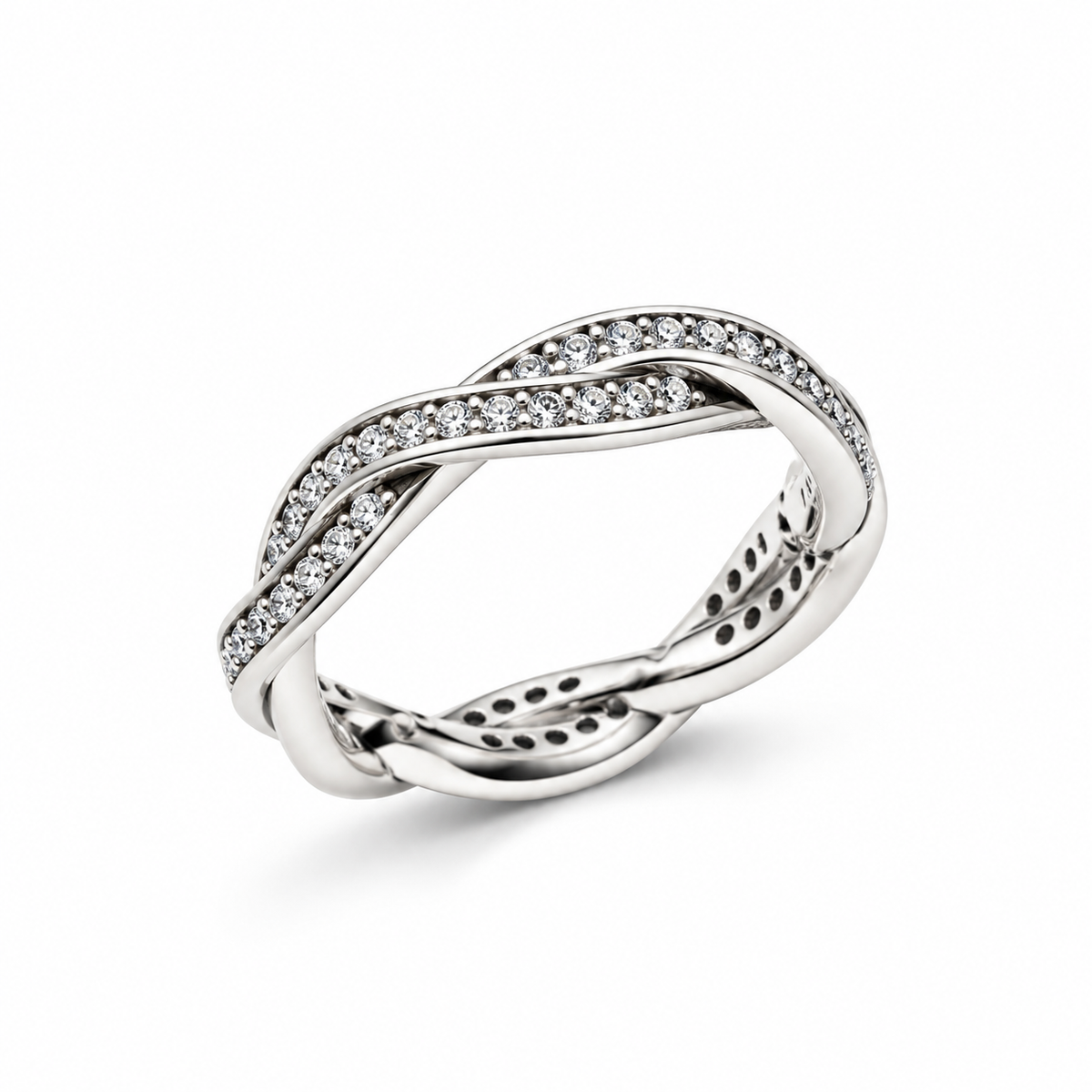 BRAIDED PAVE BAND — ΔΑΧΤΥΛΙΔΙ ΑΣΗΜΙ 925 ΠΛΕΞΟΥΔΑ ΜΕ ΖΙΡΚΟΝΙΑ