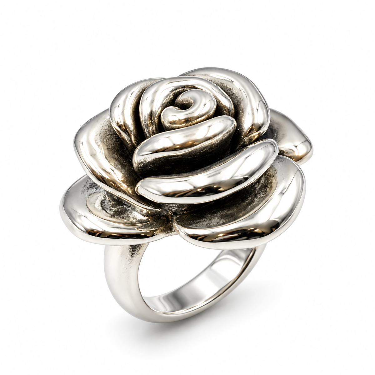ETERNAL ROSE — ΔΑΧΤΥΛΙΔΙ ΑΣΗΜΙ 925 ΟΞΕΙΔΩΜΕΝΟ ΜΕ ΤΡΙΑΝΤΑΦΥΛΛΟ