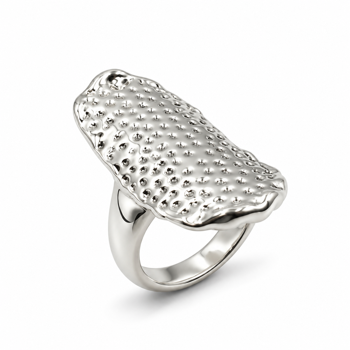 DOTTED TEXTURE SIGNET — ΔΑΧΤΥΛΙΔΙ ΑΣΗΜΙ 925 ΕΠΙΜΗΚΕΣ ΑΝΑΓΛΥΦΗ ΥΦΗ