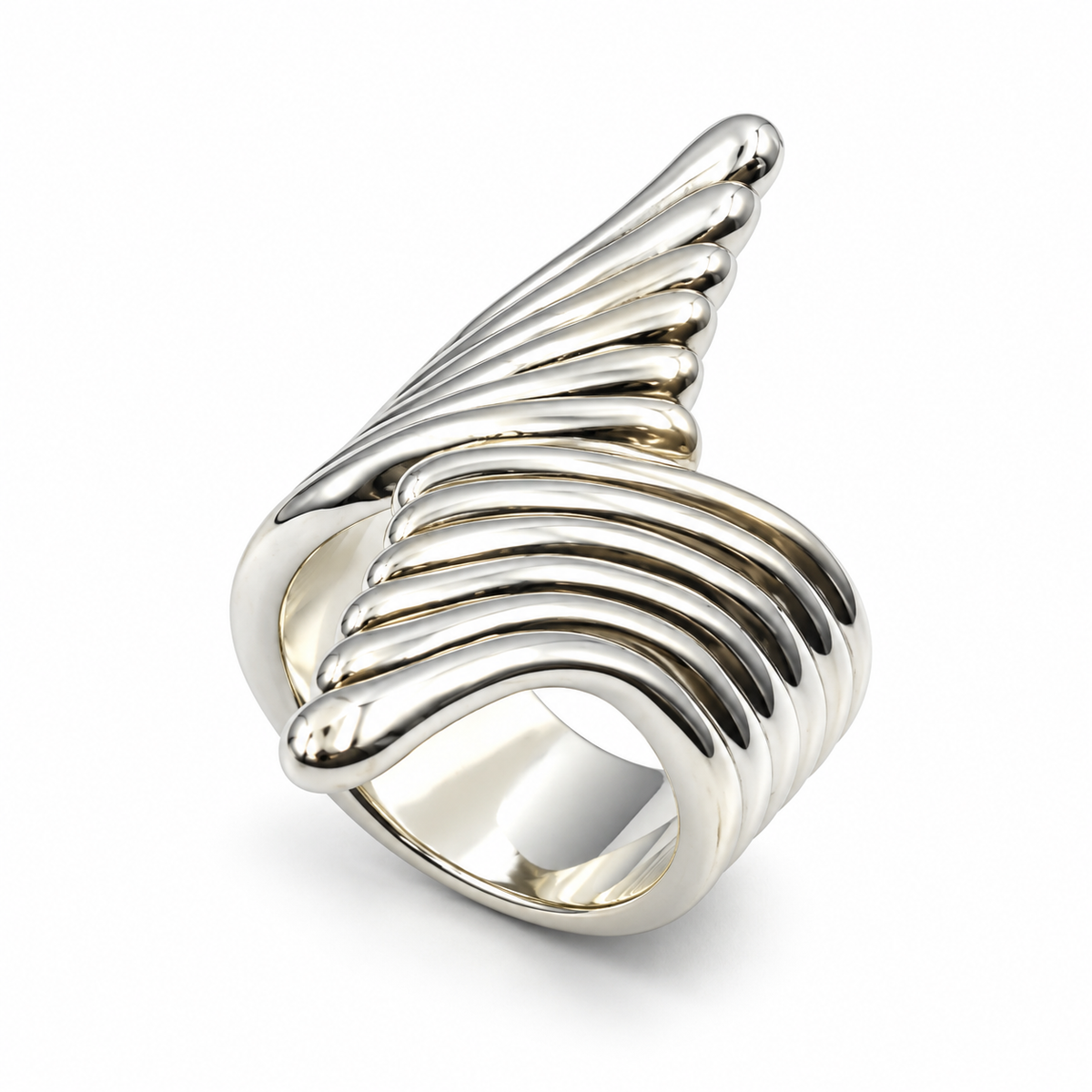 WING SWIRL STATEMENT — ΔΑΧΤΥΛΙΔΙ ΑΣΗΜΙ 925 ΦΤΕΡΟ ΣΠΙΡΑΛ