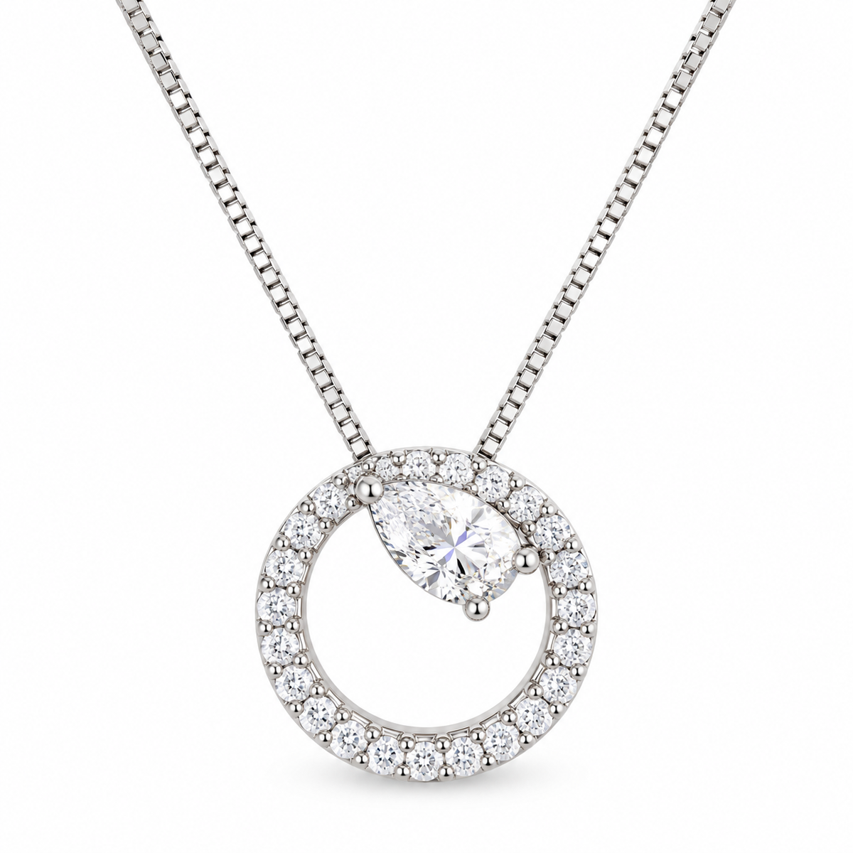 CIRCLE MARQUISE — ΚΟΛΙΕ ΑΣΗΜΙ 925 ΚΥΚΛΟΣ ΜΕ ΖΙΡΚΟΝΙΑ ΚΑΙ ΚΕΝΤΡΙΚΟ MARQUISE