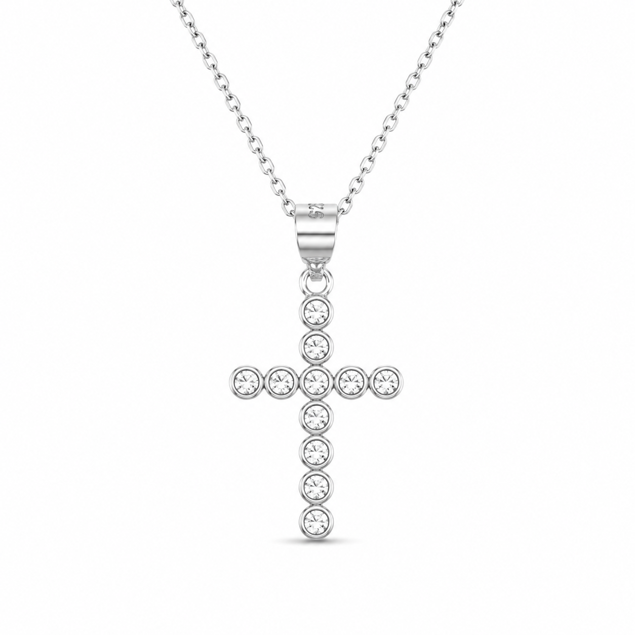 BEZEL CROSS — ΚΟΛΙΕ ΣΤΑΥΡΟΣ ΑΣΗΜΙ 925 ΖΙΡΓΚΟΝ BEZEL