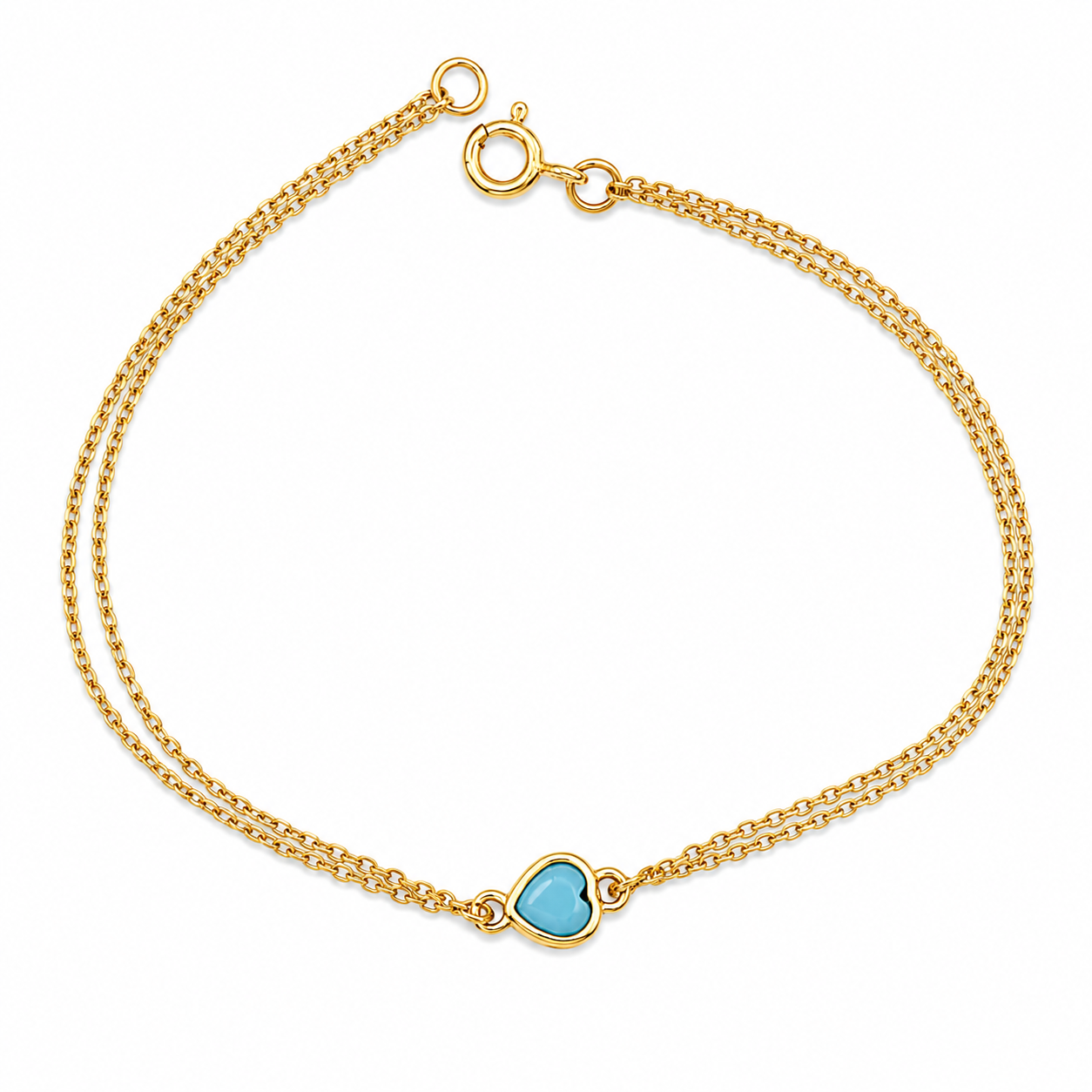 TURQUOISE HEART CHAIN — ΓΥΝΑΙΚΕΙΟ ΒΡΑΧΙΟΛΙ ΑΣΗΜΙ 925 ΕΠΙΧΡΥΣΟ ΚΑΡΔΙΑ ΤΥΡΚΟΥΑΖ