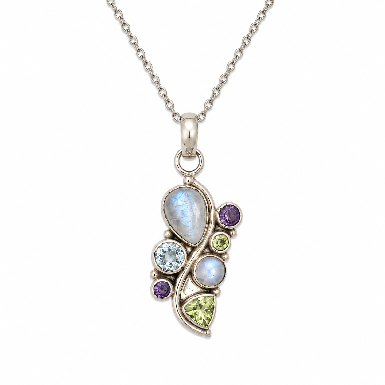 CELESTIAL GARDEN — ΚΟΛΙΕ ΑΣΗΜΙ 925 ΦΕΓΓΑΡΟΠΕΤΡΑ ΑΜΕΘΥΣΤΟΣ AQUAMARINE ΑΧΑΤΗΣ