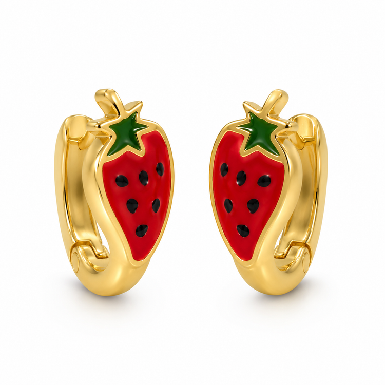 SWEET STRAWBERRY — ΠΑΙΔΙΚΑ ΣΚΟΥΛΑΡΙΚΙΑ ΑΣΗΜΙ 925 ΕΠΙΧΡΥΣΟ ΦΡΑΟΥΛΑ ΣΜΑΛΤΟ