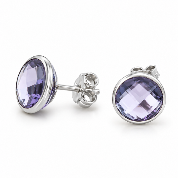 AMETHYST CIRCLE — ΚΑΡΦΩΤΑ ΣΚΟΥΛΑΡΙΚΙΑ ΑΣΗΜΙ 925 ΦΥΣΙΚΟΣ ΑΜΕΘΥΣΤΟΣ ΣΤΡΟΓΓΥΛΟ