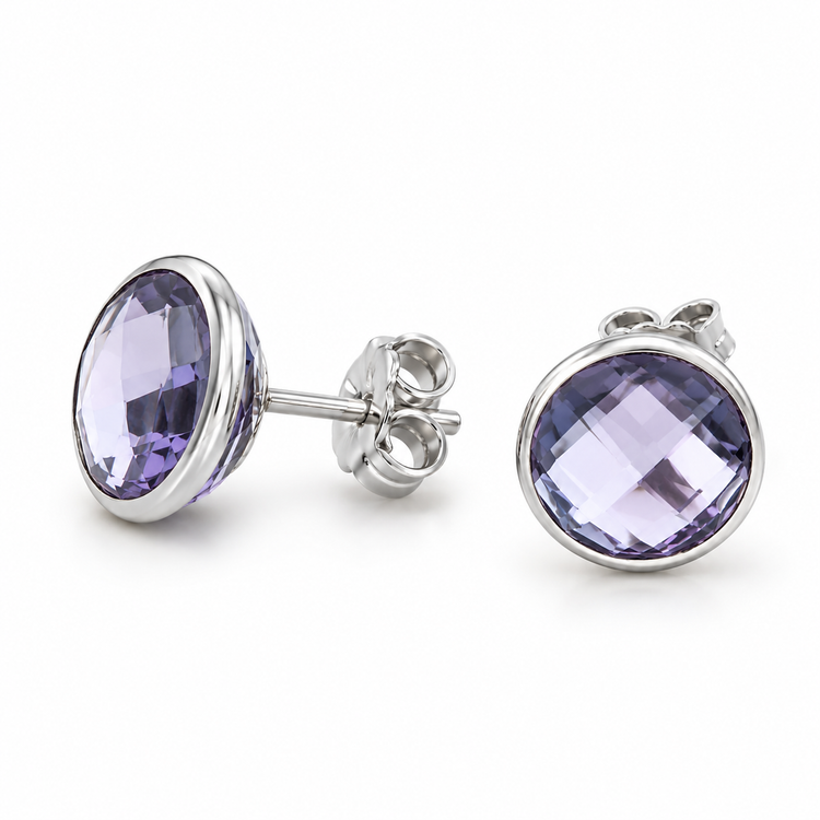 AMETHYST CIRCLE — ΚΑΡΦΩΤΑ ΣΚΟΥΛΑΡΙΚΙΑ ΑΣΗΜΙ 925 ΦΥΣΙΚΟΣ ΑΜΕΘΥΣΤΟΣ ΣΤΡΟΓΓΥΛΟ