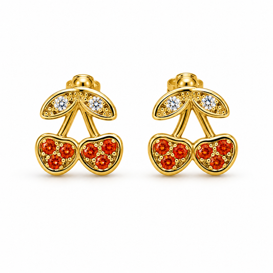 GOLDEN CHERRY — ΠΑΙΔΙΚΑ ΚΑΡΦΩΤΑ ΣΚΟΥΛΑΡΙΚΙΑ ΑΣΗΜΙ 925 ΕΠΙΧΡΥΣΟ ΚΕΡΑΣΙ ΖΙΡΓΚΟΝ