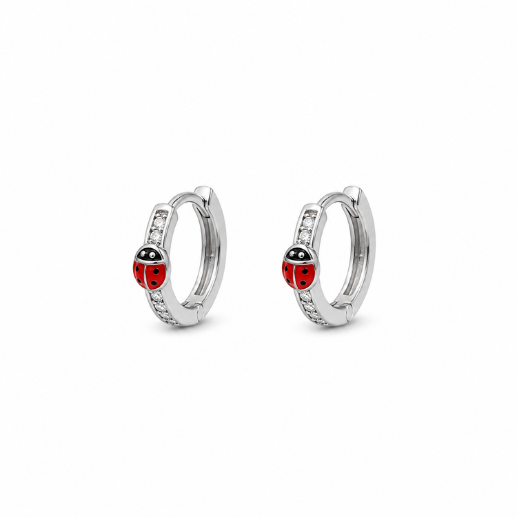 LADYBUG HOOPS — ΠΑΙΔΙΚΑ ΚΡΙΚΑΚΙΑ ΑΣΗΜΙ 925 ΠΑΣΧΑΛΙΤΣΑ ΣΜΑΛΤΟ