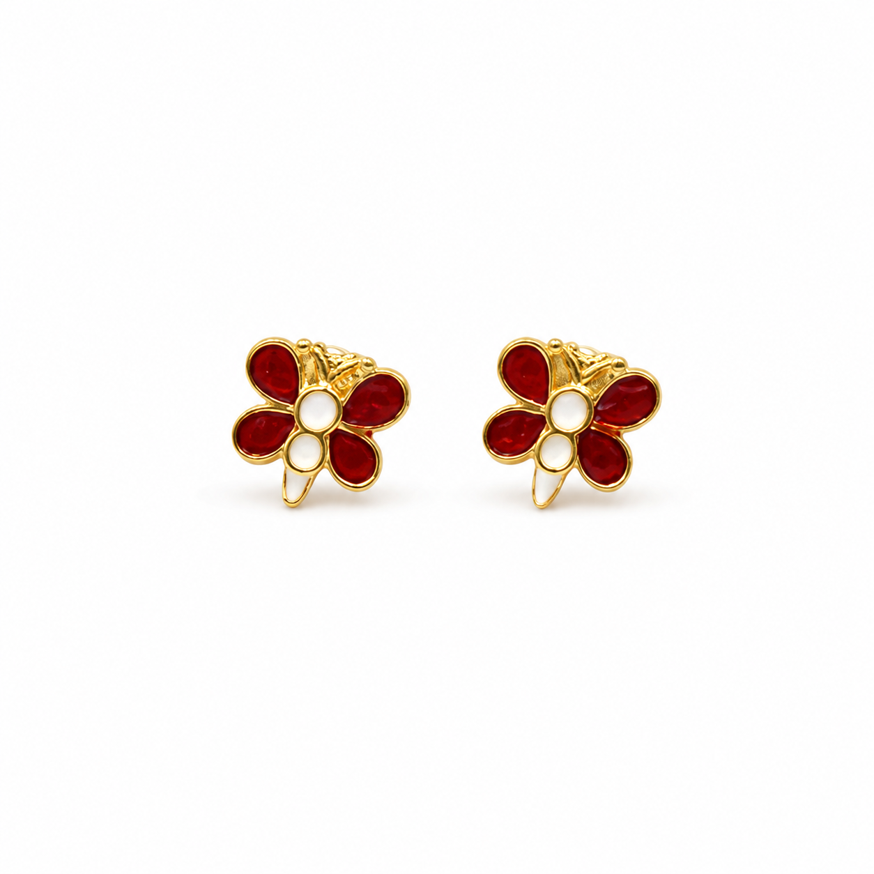 RED DAISY — ΠΑΙΔΙΚΑ ΚΑΡΦΩΤΑ ΣΚΟΥΛΑΡΙΚΙΑ ΑΣΗΜΙ 925 ΕΠΙΧΡΥΣΟ ΛΟΥΛΟΥΔΙ ΣΜΑΛΤΟ