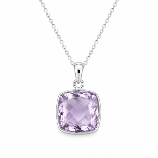 LAVENDER CUSHION — ΚΟΛΙΕ ΑΣΗΜΙ 925 ΦΥΣΙΚΟΣ ΑΜΕΘΥΣΤΟΣ CUSHION CUT