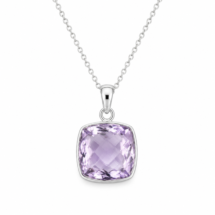 LAVENDER CUSHION — ΚΟΛΙΕ ΑΣΗΜΙ 925 ΦΥΣΙΚΟΣ ΑΜΕΘΥΣΤΟΣ CUSHION CUT