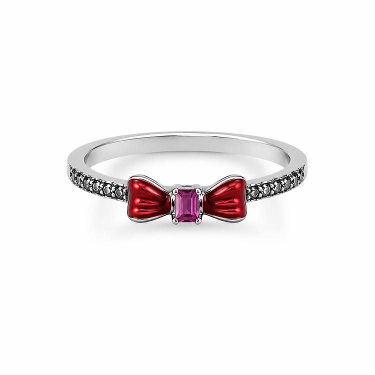 RED BOW RING — ΔΑΧΤΥΛΙΔΙ ΑΣΗΜΙ 925 ΦΙΟΓΚΟΣ ΣΜΑΛΤΟ ΖΙΡΓΚΟΝ