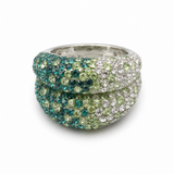 GREEN OMBRÉ DOME — ΔΑΧΤΥΛΙΔΙ ΑΣΗΜΙ 925 ΟΓΚΩΔΕΣ ΠΟΛΥΧΡΩΜΑ ΖΙΡΓΚΟΝ OMBRE
