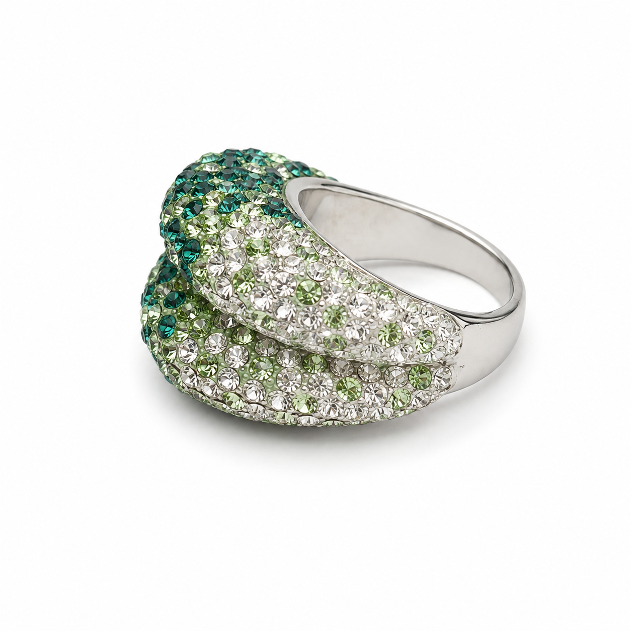 GREEN OMBRÉ DOME — ΔΑΧΤΥΛΙΔΙ ΑΣΗΜΙ 925 ΟΓΚΩΔΕΣ ΠΟΛΥΧΡΩΜΑ ΖΙΡΓΚΟΝ OMBRE