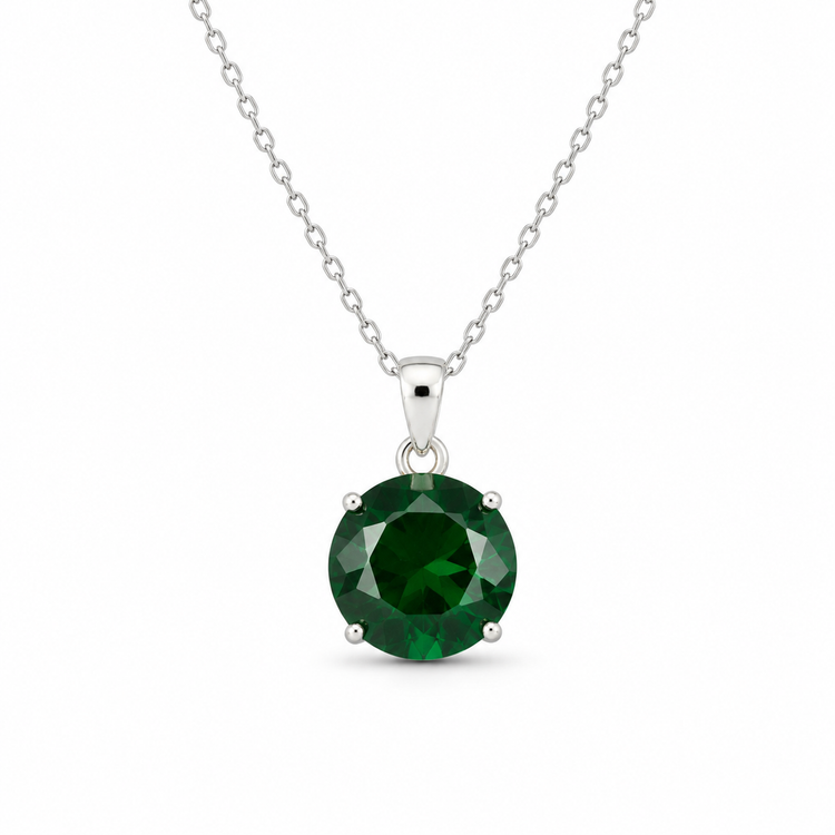 EMERALD MOMENT — ΜΕΝΤΑΓΙΟΝ ΑΣΗΜΙ 925 ΜΕ ΠΡΑΣΙΝΟ ΚΡΥΣΤΑΛΛΟ