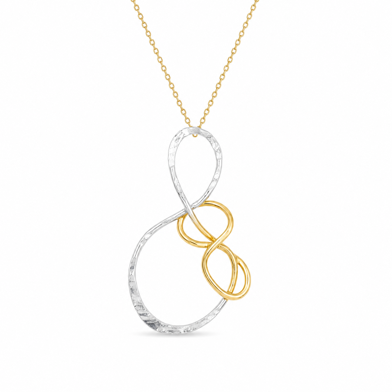 DOUBLE INFINITY — ΚΟΛΙΕ ΑΣΗΜΙ 925 ΔΙΧΡΩΜΟ ΔΙΠΛΟΣ ΒΡΟΧΟΣ