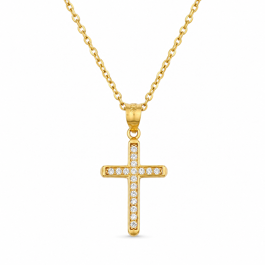 LIGHT CROSS — ΚΟΛΙΕ ΣΤΑΥΡΟΣ ΑΣΗΜΙ 925 ΕΠΙΧΡΥΣΟ ΖΙΡΓΚΟΝ