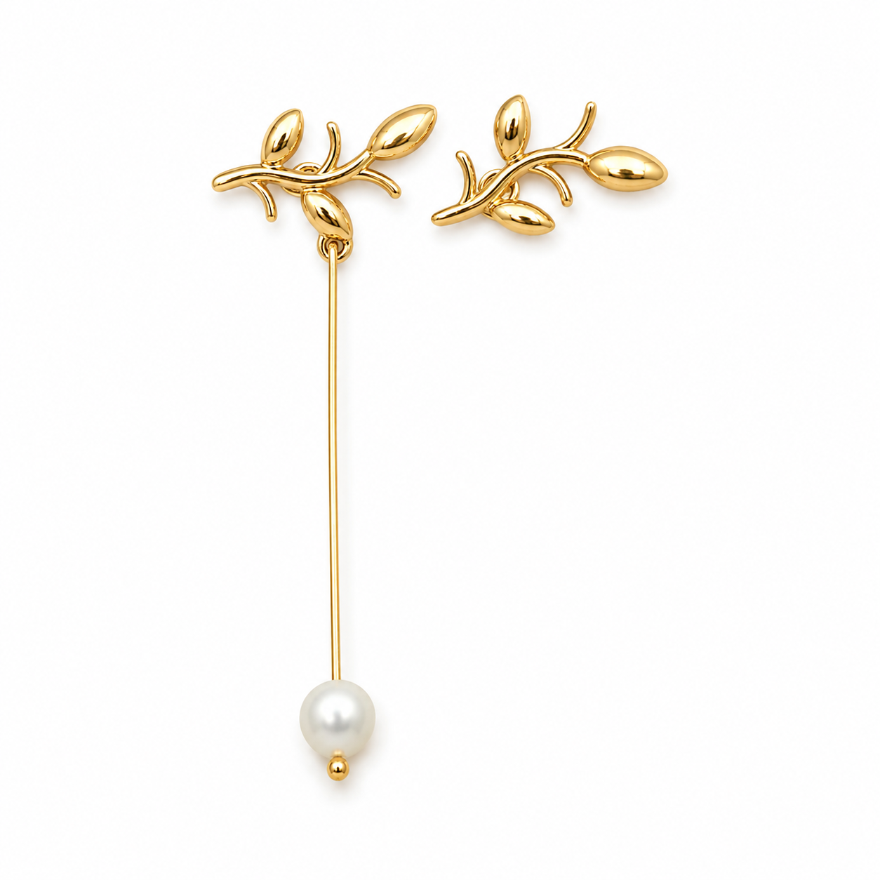 OLIVE PEARL — ΑΣΥΜΜΕΤΡΑ ΣΚΟΥΛΑΡΙΚΙΑ ΑΣΗΜΙ 925 ΜΕ ΕΠΙΧΡΥΣΩΣΗ 18Κ & ΜΑΡΓΑΡΙΤΑΡΙ