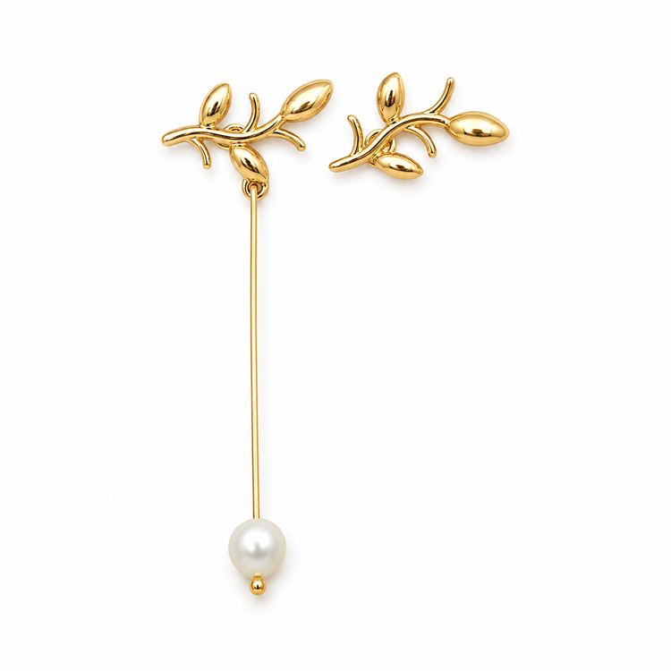 OLIVE PEARL — ΑΣΥΜΜΕΤΡΑ ΣΚΟΥΛΑΡΙΚΙΑ ΑΣΗΜΙ 925 ΜΕ ΕΠΙΧΡΥΣΩΣΗ 18Κ & ΜΑΡΓΑΡΙΤΑΡΙ