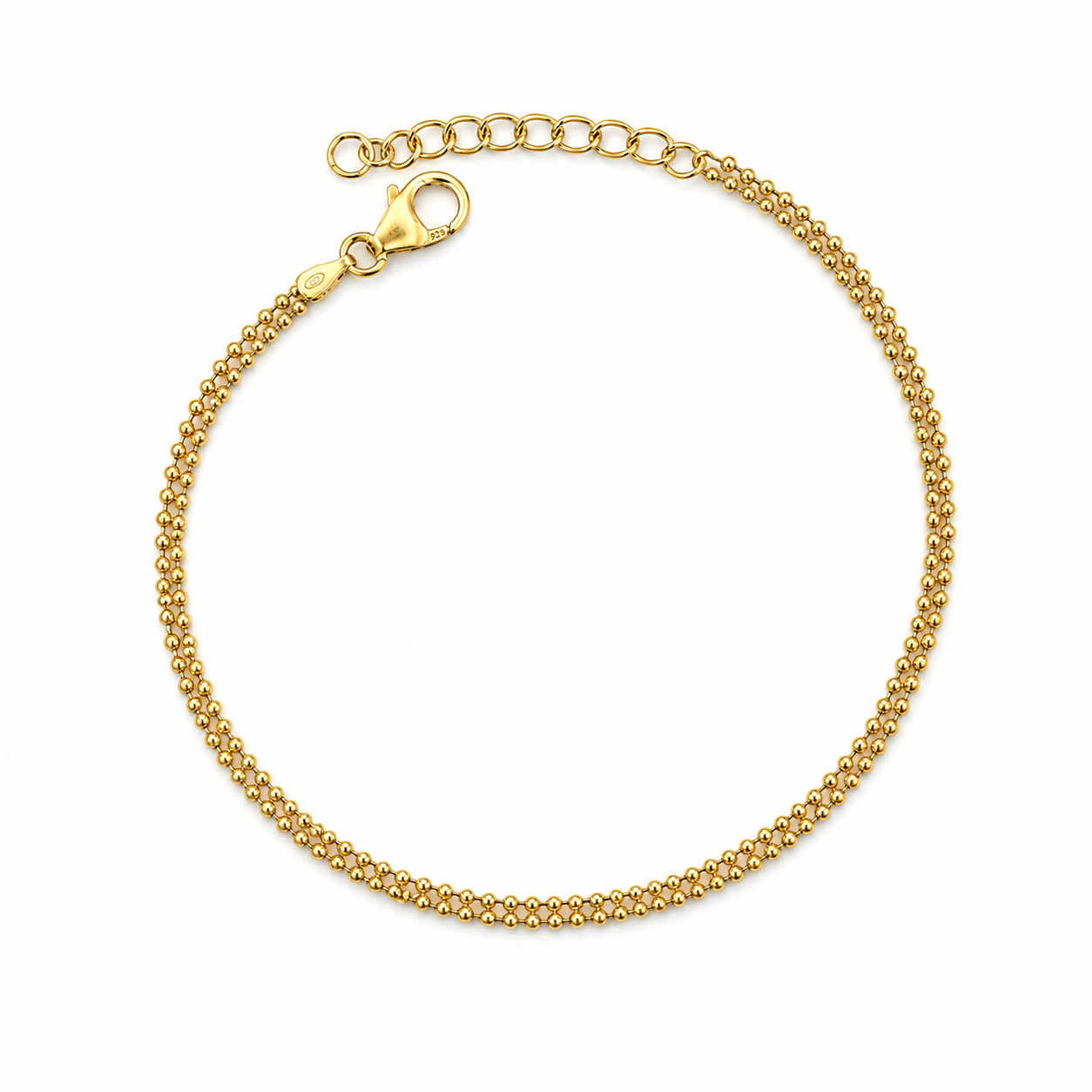 GOLDEN BEADS — ΒΡΑΧΙΟΛΙ ΑΣΗΜΙ 925 ΜΕ ΕΠΙΧΡΥΣΩΣΗ 18Κ