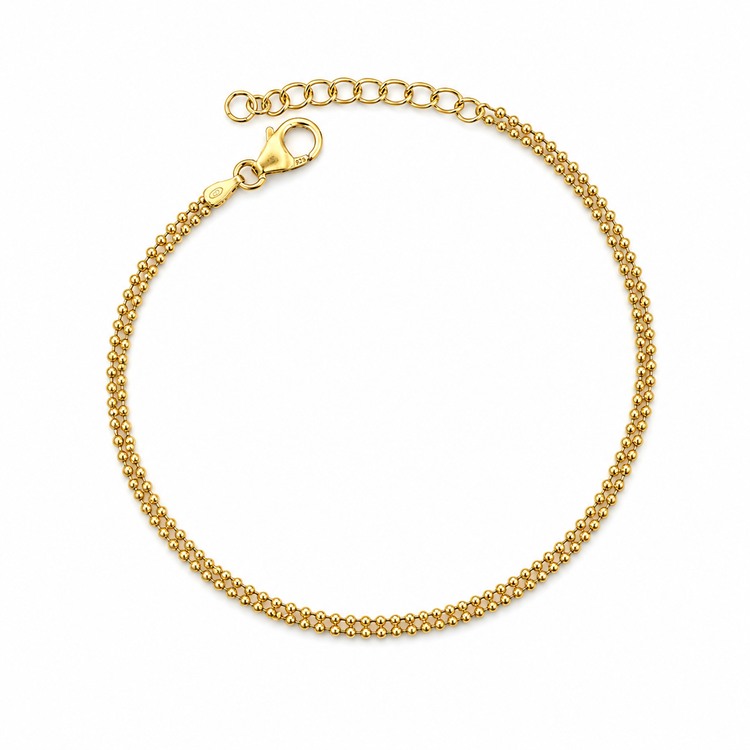 GOLDEN BEADS — ΒΡΑΧΙΟΛΙ ΑΣΗΜΙ 925 ΜΕ ΕΠΙΧΡΥΣΩΣΗ 18Κ