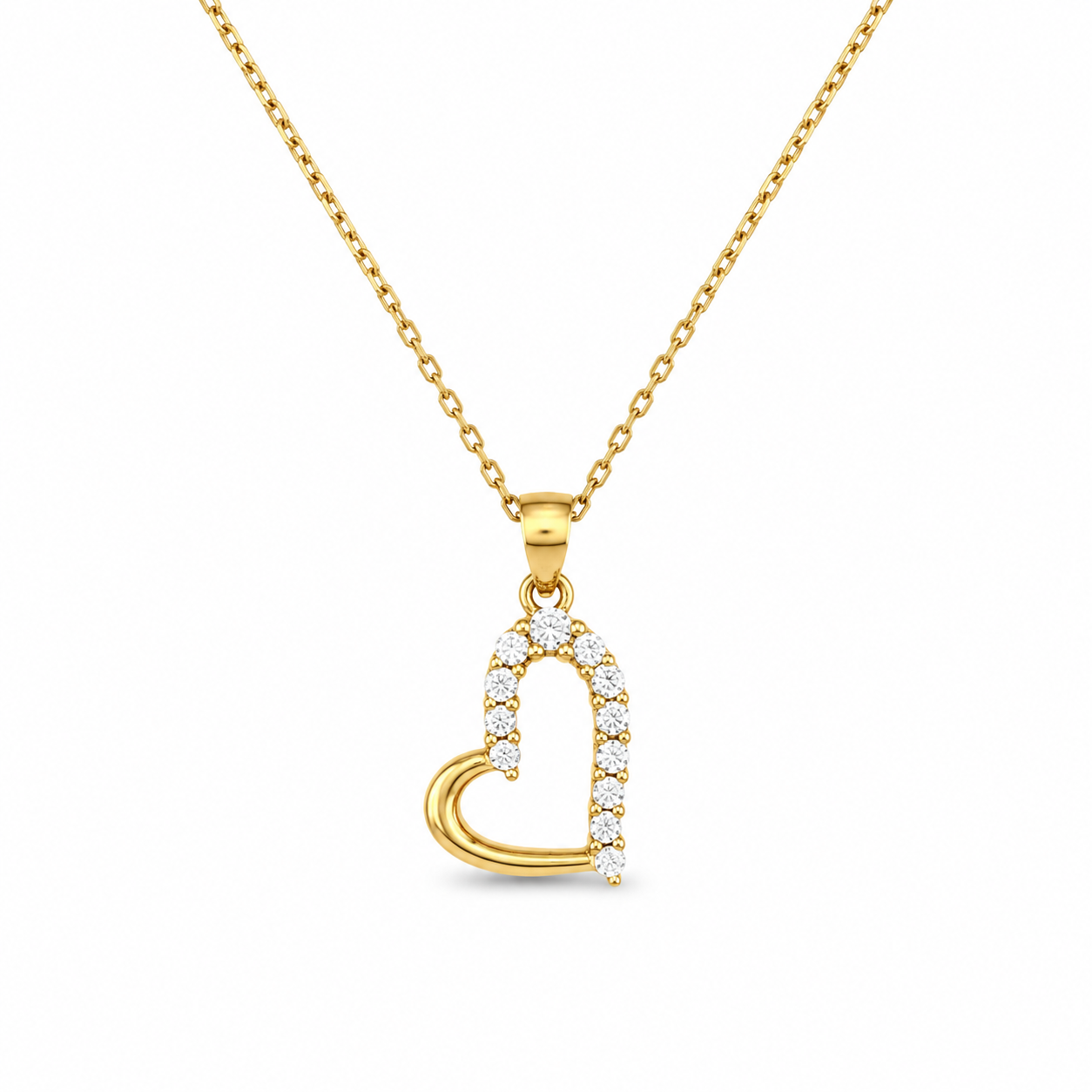 GOLDEN HEART — ΜΕΝΤΑΓΙΟΝ ΑΣΗΜΙ 925 ΜΕ ΕΠΙΧΡΥΣΩΣΗ 18Κ & ΛΕΥΚΑ ΖΙΡΓΚΟΝ
