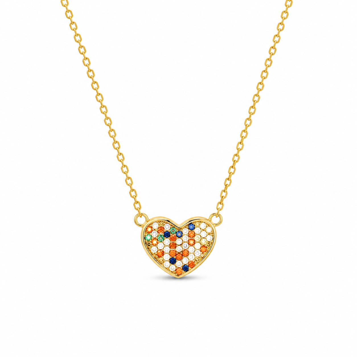 RAINBOW HEART — ΜΕΝΤΑΓΙΟΝ ΑΣΗΜΙ 925 ΜΕ ΕΠΙΧΡΥΣΩΣΗ 18Κ & ΠΟΛΥΧΡΩΜΑ ΖΙΡΓΚΟΝ