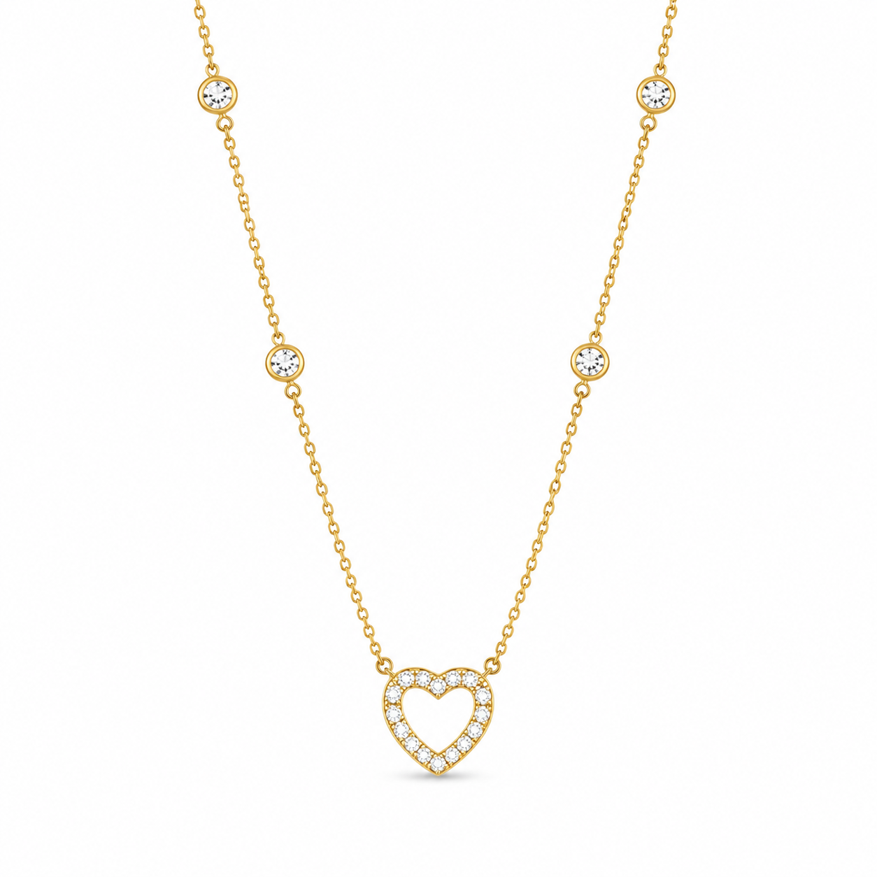 HEARTS & DIAMONDS — ΚΟΛΙΕ ΑΣΗΜΙ 925 ΜΕ ΕΠΙΧΡΥΣΩΣΗ 18Κ & ΛΕΥΚΑ ΖΙΡΓΚΟΝ
