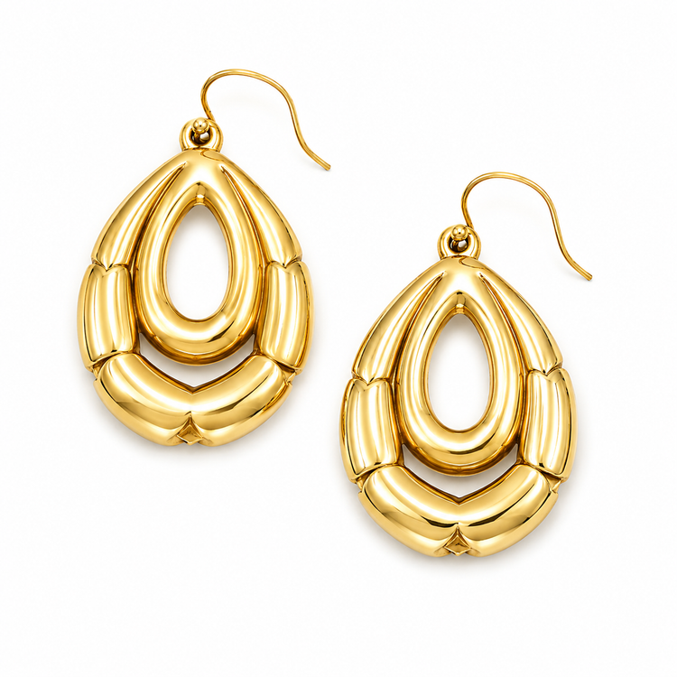 GOLDEN TEARDROP — ΚΡΕΜΑΣΤΑ ΣΚΟΥΛΑΡΙΚΙΑ ΑΣΗΜΙ 925 ΜΕ ΕΠΙΧΡΥΣΩΣΗ 18Κ ELECTROFORMING