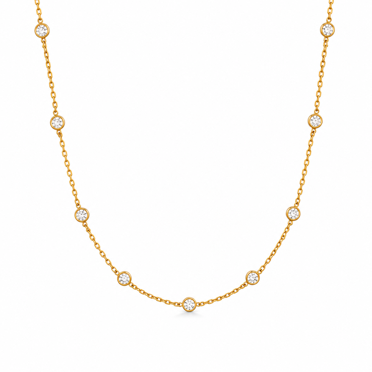 DIAMOND LINE — ΚΟΛΙΕ ΑΣΗΜΙ 925 ΜΕ ΕΠΙΧΡΥΣΩΣΗ 18Κ & ΛΕΥΚΑ ΖΙΡΓΚΟΝ