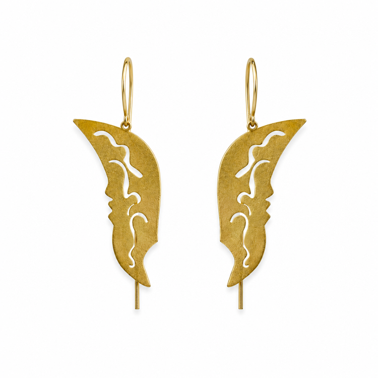 GOLDEN BUTTERFLY — ΚΡΕΜΑΣΤΑ ΣΚΟΥΛΑΡΙΚΙΑ ΑΣΗΜΙ 925 ΜΕ ΕΠΙΧΡΥΣΩΣΗ 18Κ ΔΙΑΤΡΗΤΑ