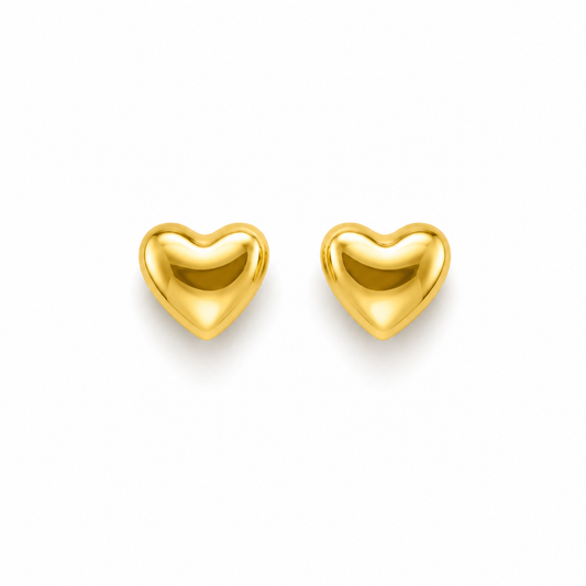 PUFFY HEART — ΣΚΟΥΛΑΡΙΚΙΑ ΑΣΗΜΙ 925 ΕΠΙΧΡΥΣΑ ΚΑΡΦΩΤΑ ΚΑΡΔΙΑ ΓΥΑΛΙΣΤΕΡΑ