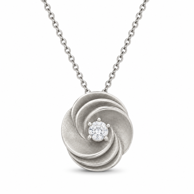 VORTEX — ΚΟΛΙΕ ΑΣΗΜΙ 925 PENDANT ΔΙΝΗ ΖΙΡΓΚΟΝ ΜΑΤ