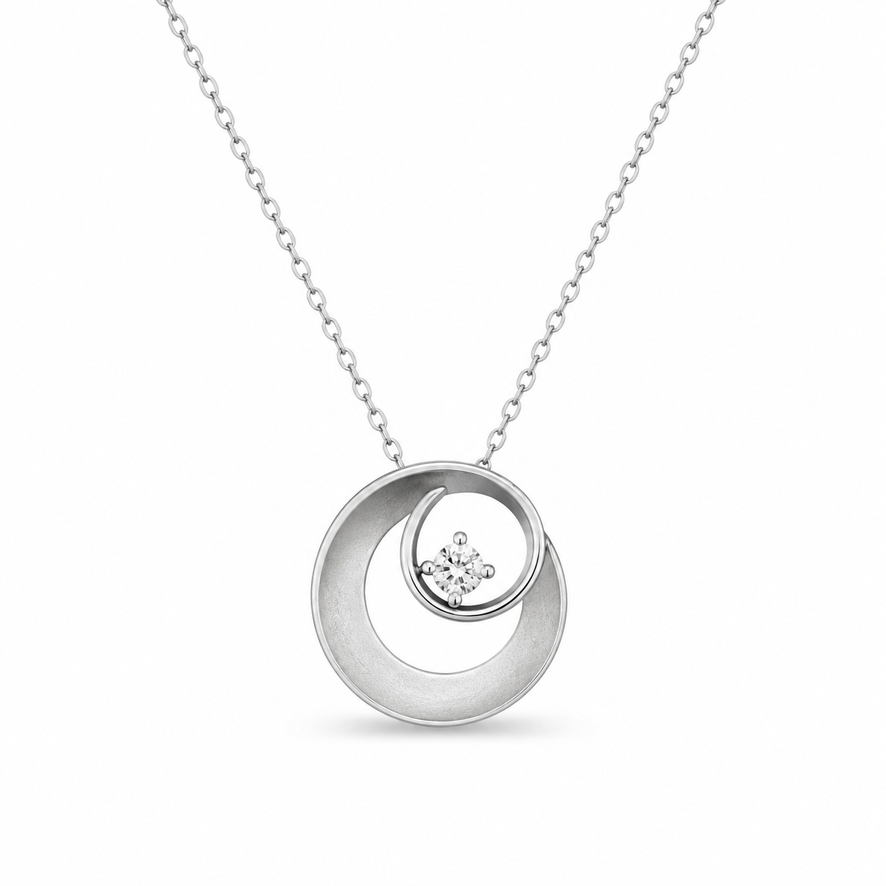 CRESCENT — ΚΟΛΙΕ ΑΣΗΜΙ 925 PENDANT ΔΙΠΛΟΣ ΚΥΚΛΟΣ ΣΠΕΙΡΑ ΖΙΡΓΚΟΝ ΜΑΤ