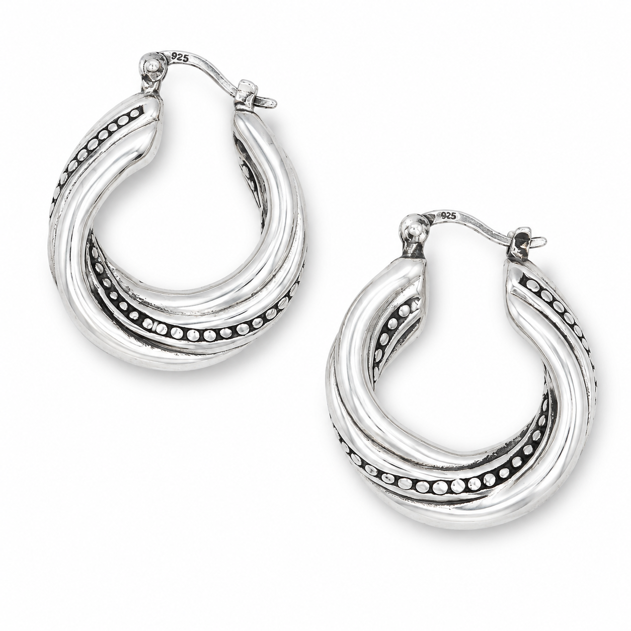 BALI HOOP — ΣΚΟΥΛΑΡΙΚΙΑ ΑΣΗΜΙ 925 ΚΡΙΚΟΙ CHUNKY ΚΟΚΚΩΤΟ ΣΧΕΔΙΟ ELECTROFORMING