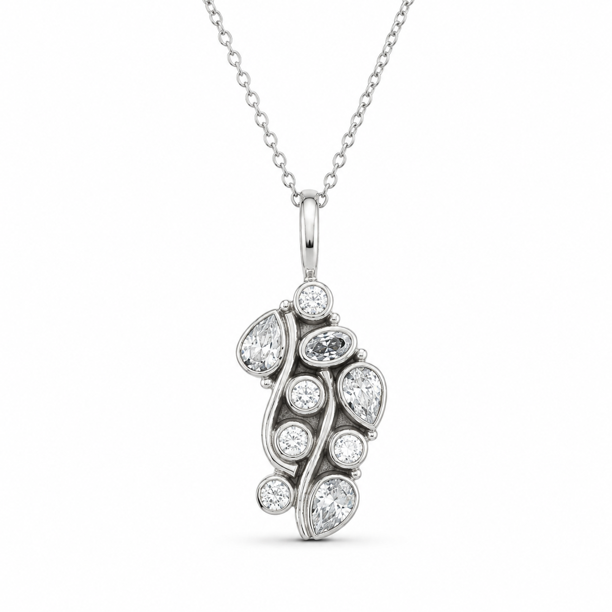 CONSTELLATION — ΚΟΛΙΕ ΑΣΗΜΙ 925 ΟΞΕΙΔΩΜΕΝΟ PENDANT ΖΙΡΓΚΟΝ ΠΟΛΛΑΠΛΑ ΚΟΠΕΣ