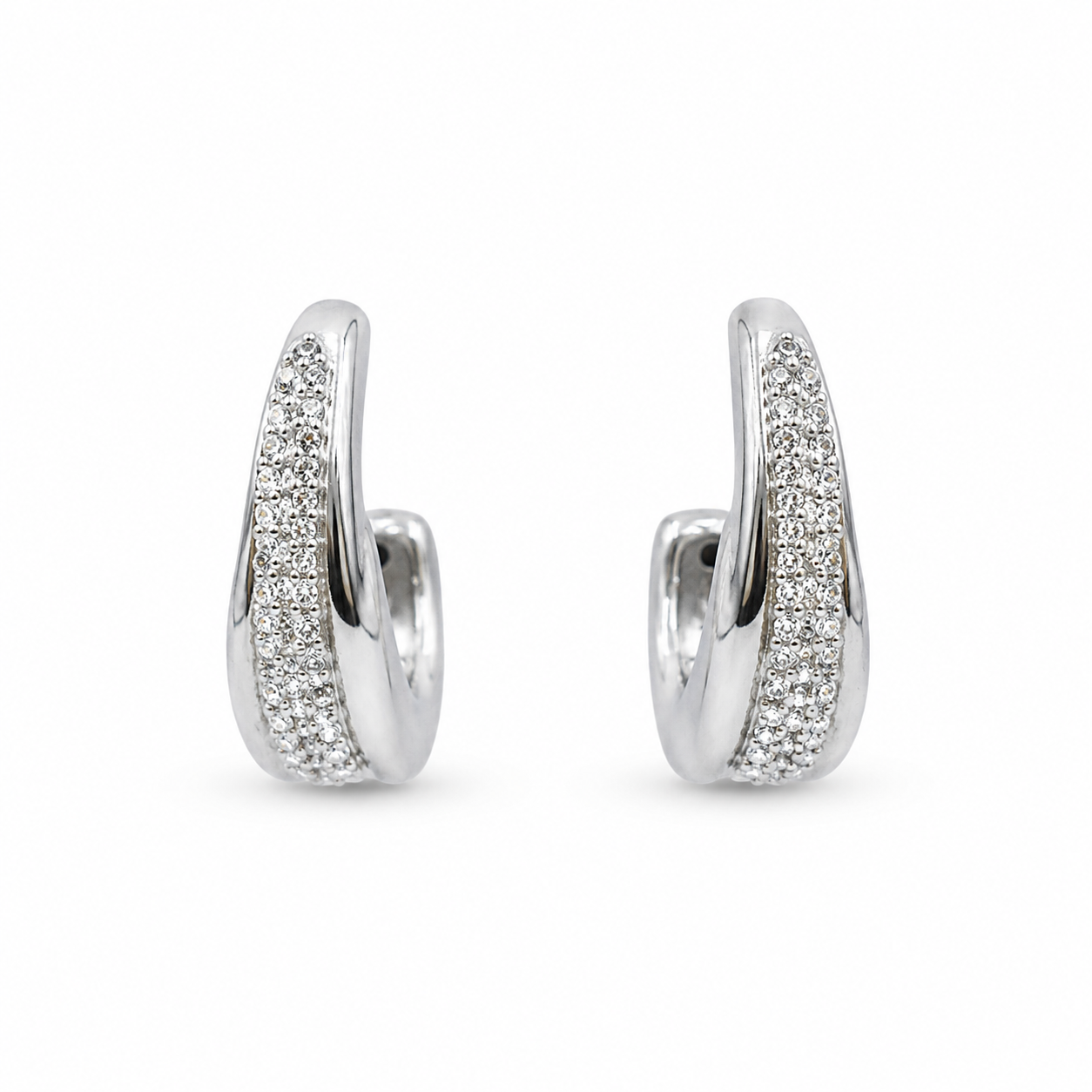 DECO HOOP — ΣΚΟΥΛΑΡΙΚΙΑ ΑΣΗΜΙ 925 ΚΡΙΚΟΙ CHUNKY ΖΙΡΓΚΟΝ PAVÉ ELECTROFORMING
